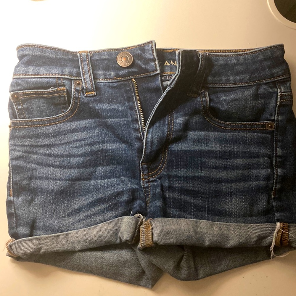 American Eagle Next Level Stretch Denim Shorts Blue